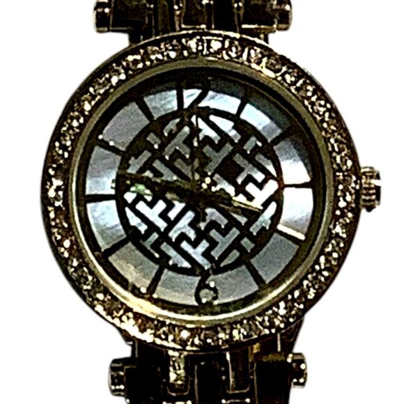 FMD Ladies Wristwatch, Gold Metal Band, Faux Diamond Accents, Non-Operable - Picture 1 of 4